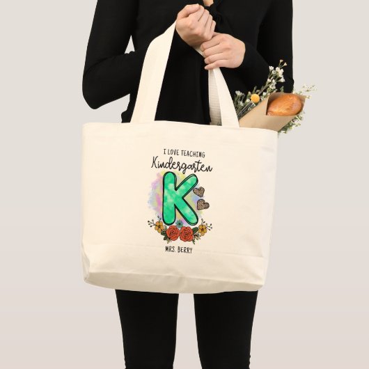 Ik hou van het onderwijs Kindergarten toevoegen Jo Grote Tote Bag (Voorkant (product))
