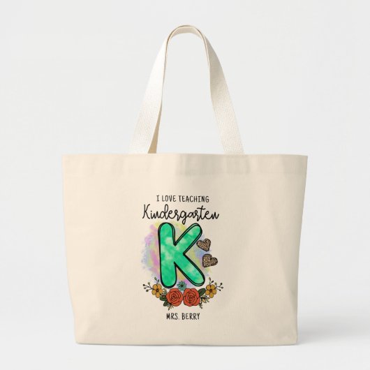 Ik hou van het onderwijs Kindergarten toevoegen Jo Grote Tote Bag (Voorkant)