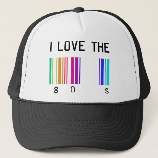 Ik hou van het ontwerp van 80's trucker pet (Voorkant)