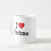 Ik hou van het op maat gemaakte Techno-hart Koffiemok (Voorkant links)