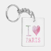 Ik hou van het Paris Square Double-Sided Sleutelha Sleutelhanger (Voorkant Links)