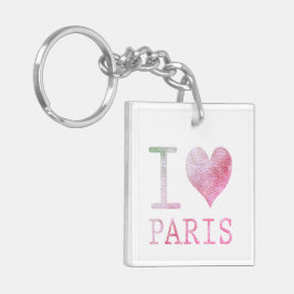 Ik hou van het Paris Square Double-Sided Sleutelha Sleutelhanger