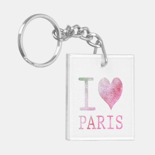 Ik hou van het Paris Square Double-Sided Sleutelha Sleutelhanger (Voorkant Links)