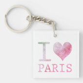 Ik hou van het Paris Square Double-Sided Sleutelha Sleutelhanger (Voorkant)