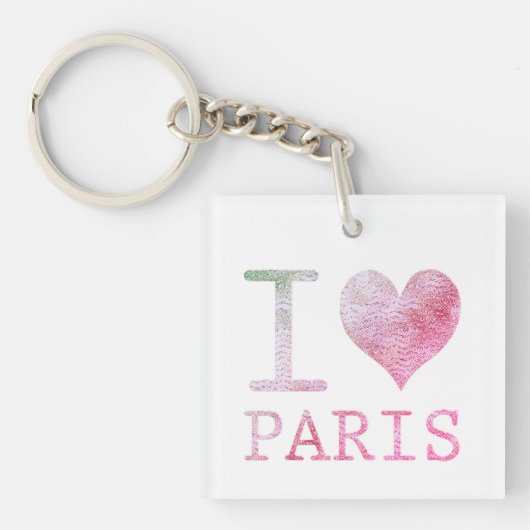 Ik hou van het Paris Square Double-Sided Sleutelha Sleutelhanger (Voorkant)