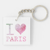 Ik hou van het Paris Square Double-Sided Sleutelha Sleutelhanger (Achterkant)