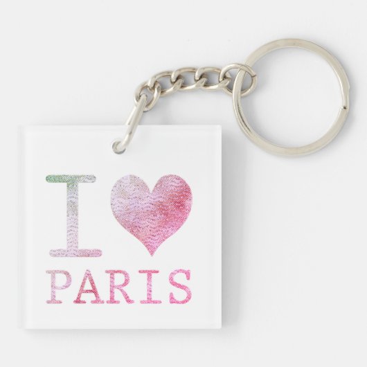 Ik hou van het Paris Square Double-Sided Sleutelha Sleutelhanger (Achterkant)