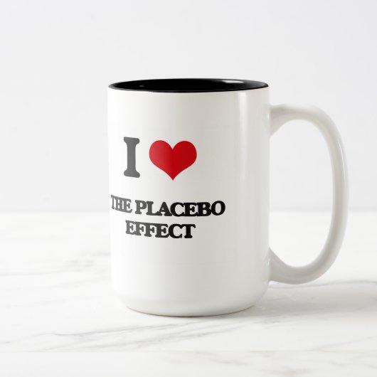 Ik hou van het placebo effect tweekleurige koffiemok (Rechts)