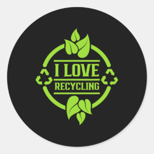 Ik hou van het recyclen van afval Recyclen milieu Ronde Sticker