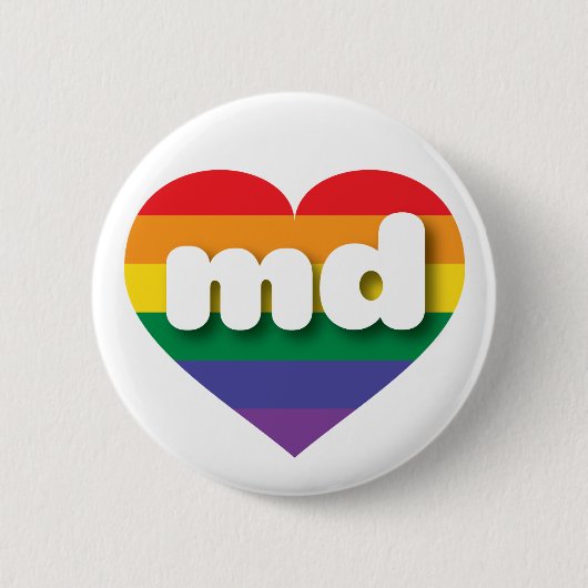 Ik hou van het regenbooghart van Maryland Ronde Button 5,7 Cm (Voorkant)