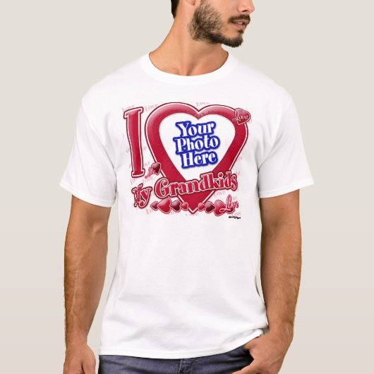 Ik hou van het rode hart van mijn kleinkinderen - t-shirt (Voorkant)