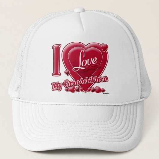 Ik hou van het rode hart van mijn kleinkinderen - trucker pet (Voorkant)