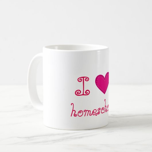 Ik hou van het roze hart van homeschool koffiemok (Voorkant links)