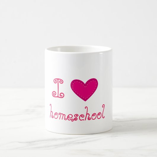 Ik hou van het roze hart van homeschool koffiemok (Center)