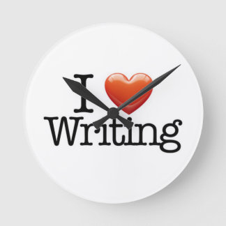 Ik hou van het schrijven van een ronde witte wandk ronde klok