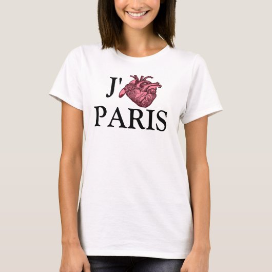 Ik hou van het shirt van Parijs met een anatomisch (Voorkant)