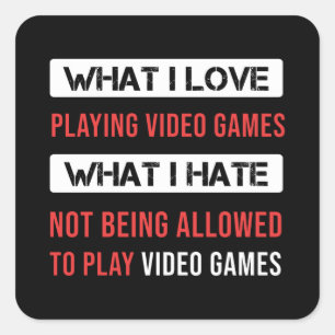 Ik hou van het spelen van videospelletjes Gaming G Vierkante Sticker