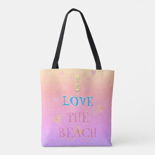 !Ik hou van het strand" Beach Heartpped Sunrise Tote Bag (Achterkant)