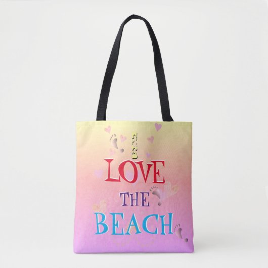 !Ik hou van het strand" Beach Heartpped Sunrise Tote Bag (Voorkant)