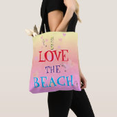 !Ik hou van het strand" Beach Heartpped Sunrise Tote Bag (Dichtbij)