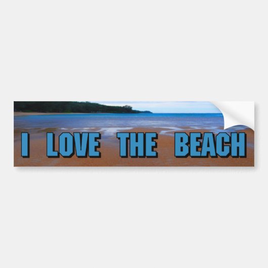 Ik hou van het strand bumpersticker (Voorkant)