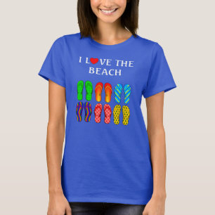 Ik hou van het strand, kleurrijke Teenslippers T-s T-shirt
