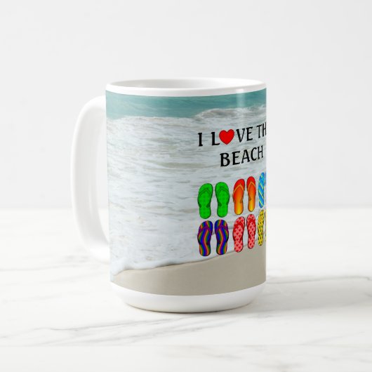 Ik hou van het strand koffiemok (Voorkant links)