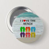 Ik hou van het strand ronde button 7,6 cm (Voorkant /achterkant)
