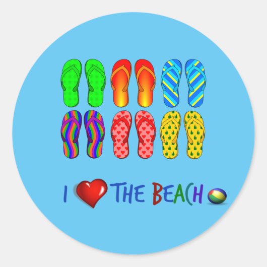 Ik hou van het strand ronde sticker (Voorkant)