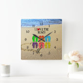 Ik hou van het strand vierkante klok (Huis)