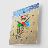Ik hou van het strand vierkante klok (Hoek)
