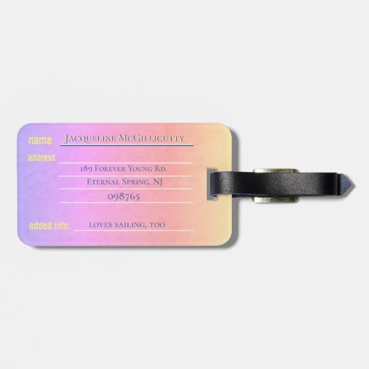 #"Ik hou van het strand"zonsopgang sjabloon adres Bagagelabel (Achterkant horizontaal)