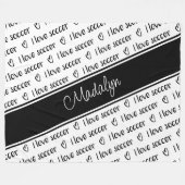 Ik hou van het tekstoppervlak van voetbal zwart wi fleece deken (Voorkant (Horizontaal))