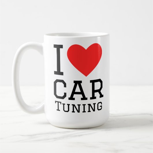Ik hou van het tunen van auto's koffiemok (Links)