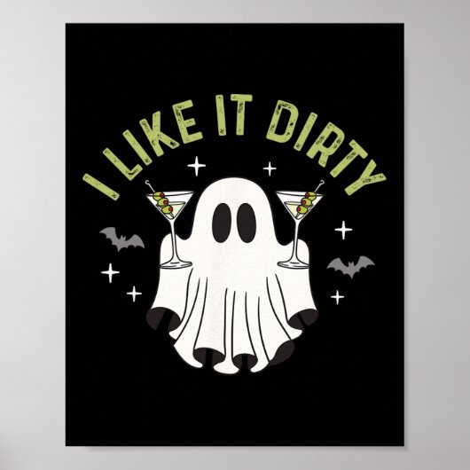 Ik hou van het vuile Halloween Dirty Martini Ghost Poster (Voorkant)