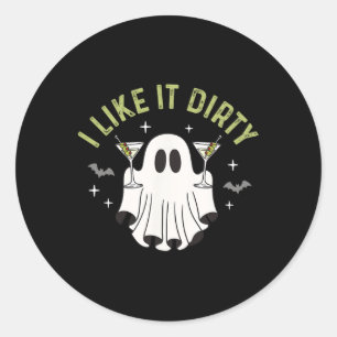 Ik hou van het vuile Halloween Dirty Martini Ghost Ronde Sticker