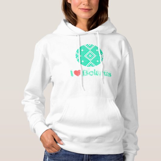 Ik hou van het Wit-Rusland Folkpatroon В ныивш, Hoodie (Voorkant)