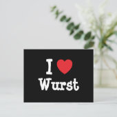 Ik hou van het Wurst hart T-Shirt Briefkaart (Staand voorkant)