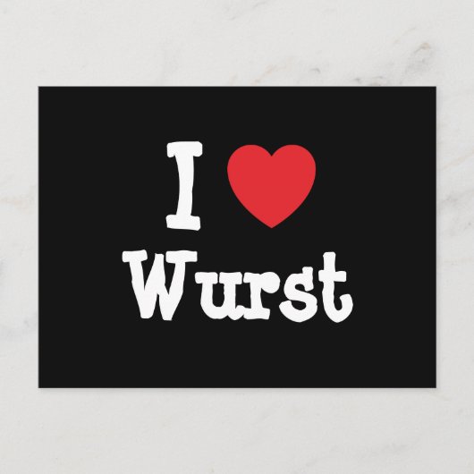 Ik hou van het Wurst hart T-Shirt Briefkaart (Voorkant)