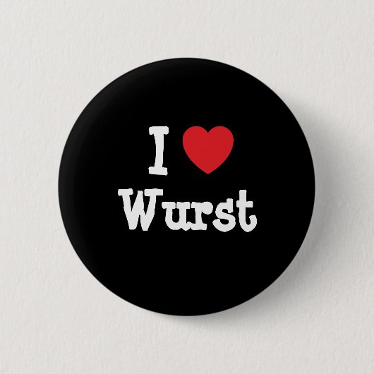 Ik hou van het Wurst hart T-Shirt Ronde Button 5,7 Cm (Voorkant)