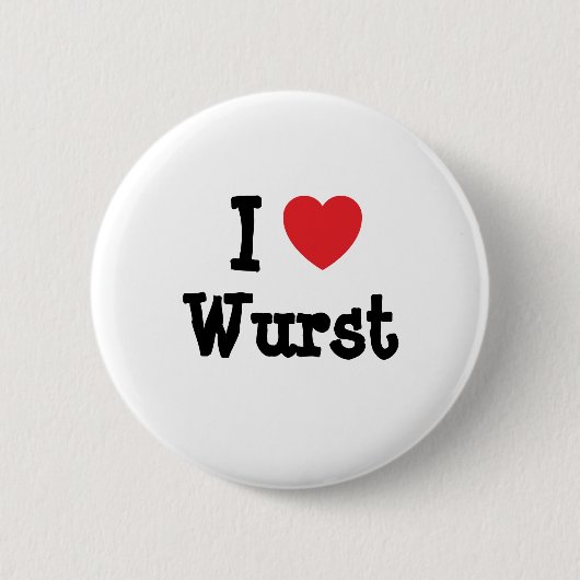 Ik hou van het Wurst hart T-Shirt Ronde Button 5,7 Cm (Voorkant)