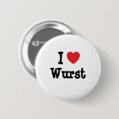 Ik hou van het Wurst hart T-Shirt Ronde Button 5,7 Cm (Voorkant /achterkant)