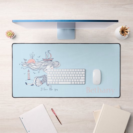 Ik hou van het Zee Whimsical Nautical Personalized Bureaumat (Kantoor 1)