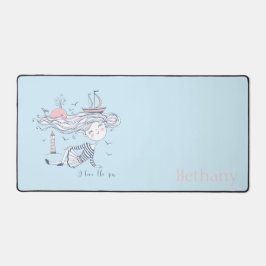Ik hou van het Zee Whimsical Nautical Personalized Bureaumat