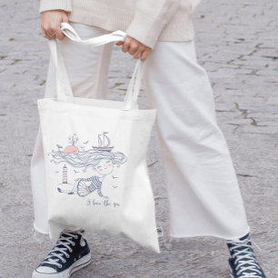 Ik hou van het Zee Whimsical Nautical Tote Bag
