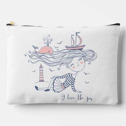 Ik hou van het Zee Whimsical nautische make-up tas (Voorkant)