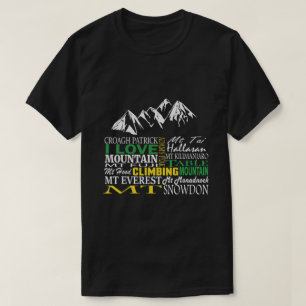 Ik hou van het zwarte T-shirt in de bergen