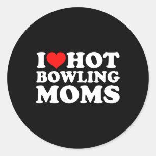 Ik hou van hete bowlingmoeders ronde sticker