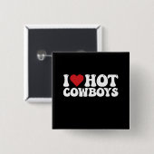 Ik hou van hete cowboys vierkante button 5,1 cm (Voorkant /achterkant)