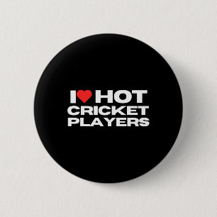 Ik hou van hete cricketspelers Funny Sports Moeder Ronde Button 5,7 Cm